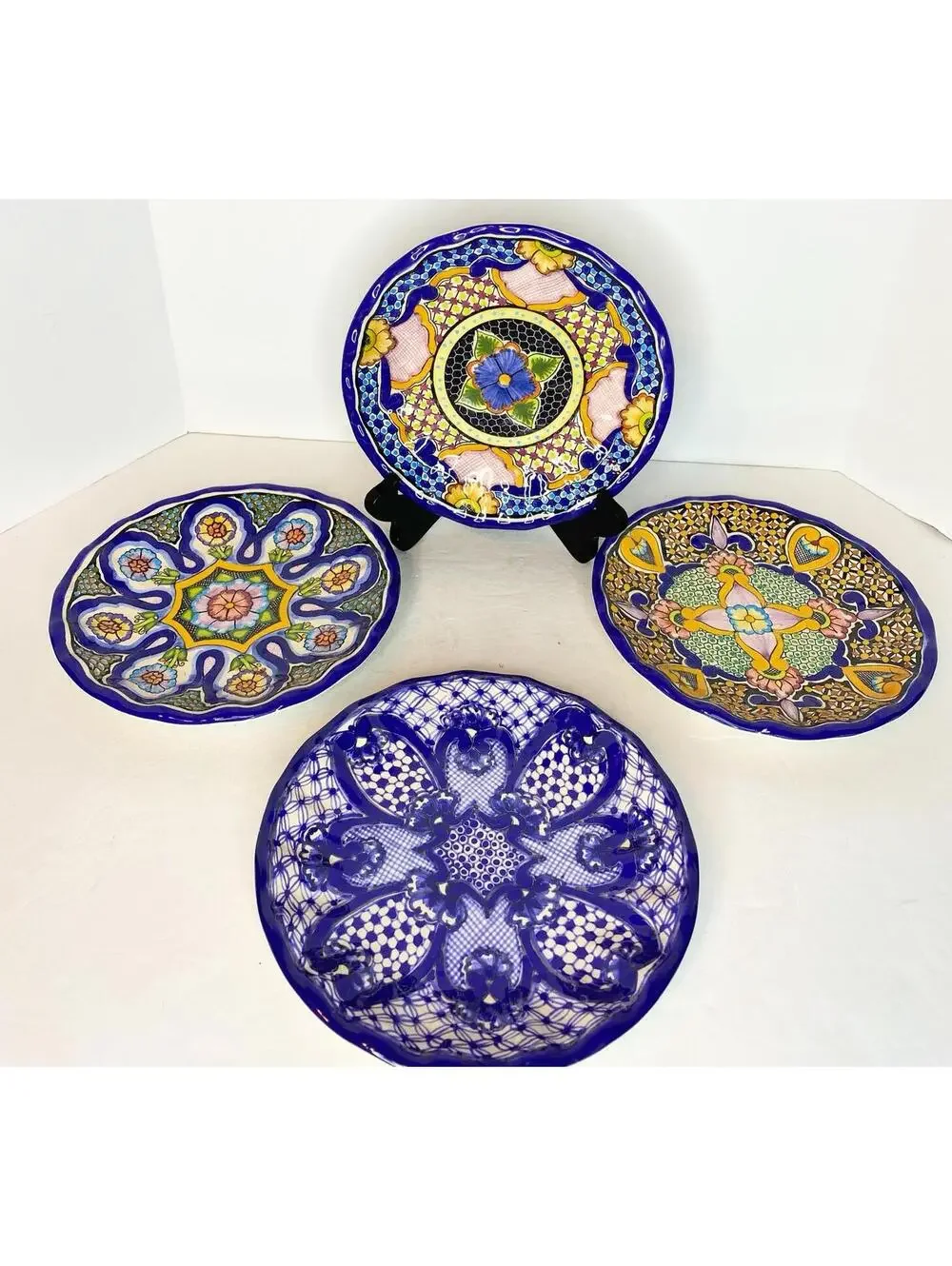 Pottery Barn Del Sol Melamine Salad Plates Mixed Pattern Set of 4 Multicolor